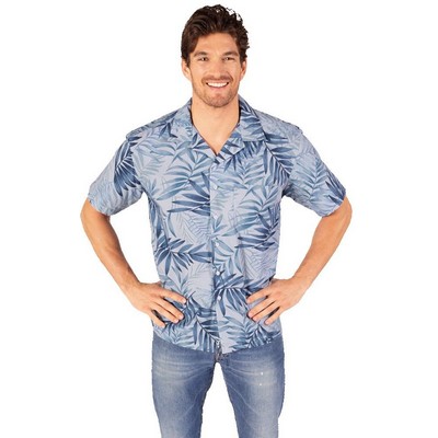 Adult Tropical Print Poplin Camp Shirt - Tonal