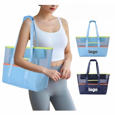 Large Waterproof Beach Tote Bag with Zipper