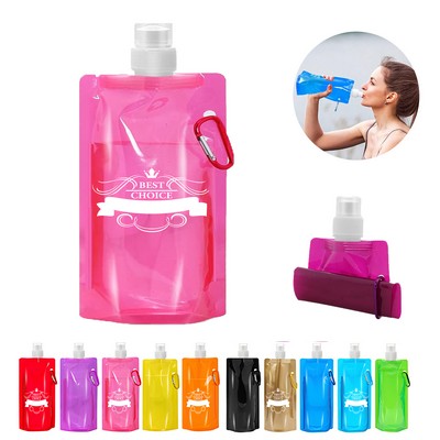 Collapsible Drinking Water Bags/Bottles With Carabiner Clip
