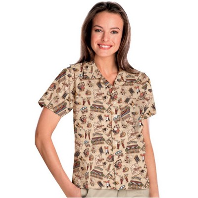 Adult Tropical Print Poplin Camp Shirt - Bistro