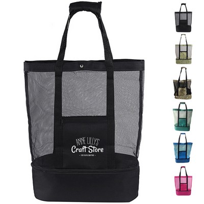 Mesh Beach Cooler Tote Bag